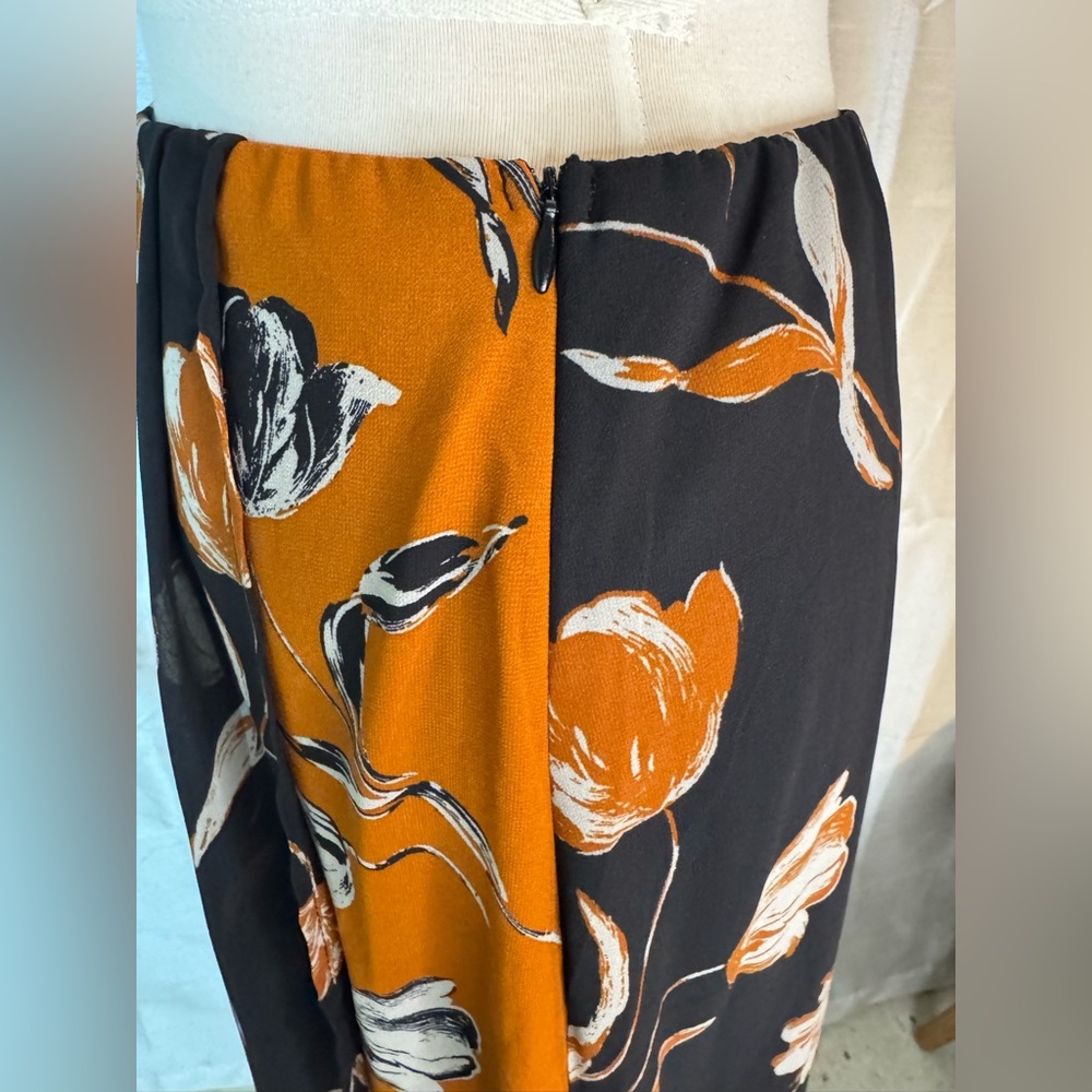Sienna Sky Black and Orange Floral Midi Skirt - Picture 4 of 11